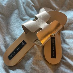 Steven by Steve Madden Rose Gold Slide Greece Sandals